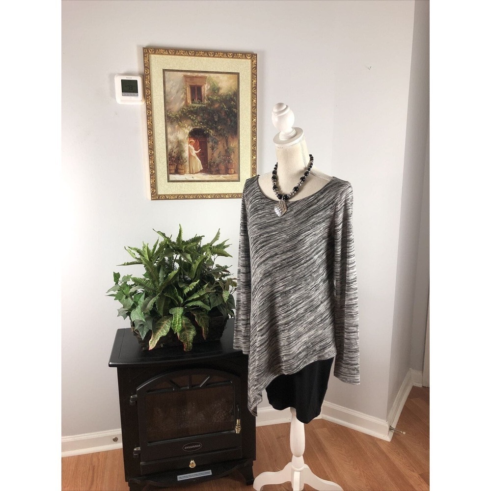 White House Black Market Black Long Sleeve Dress Small Pullover Collarless